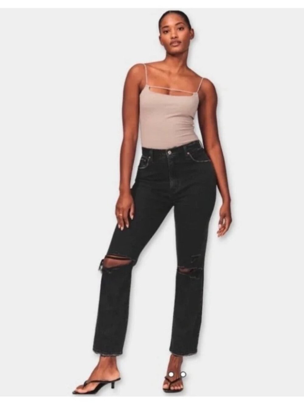 Abercrombie 90s Straight Ultra High Rise Black Jeans 32 14